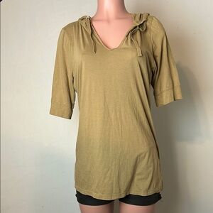 Tommy Bahama Spa Women’s Hoodie Top Shirt 100% Prima Cotton Short Sleeve Size L